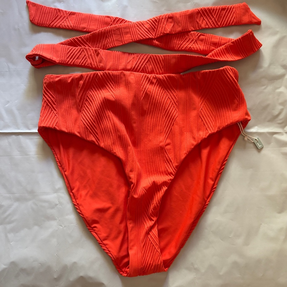 Swim Systems Vibrant Red High-Waisted Bikini Bottom size Large